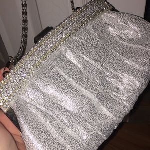 Silver sparkle clutch